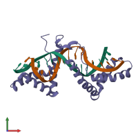 PDB entry 2gzk coloured by chain, front view.