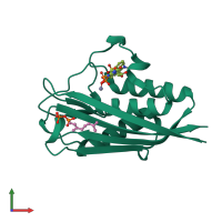 PDB entry 2gzl coloured by chain, front view.