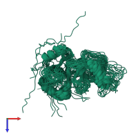 PDB entry 2gzo coloured by chain, ensemble of 20 models, top view.