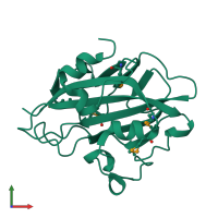 PDB entry 2gzq coloured by chain, front view.