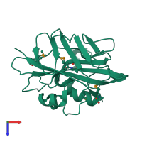 PDB entry 2gzq coloured by chain, top view.