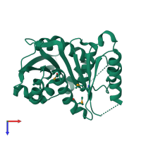 PDB entry 2gzr coloured by chain, top view.
