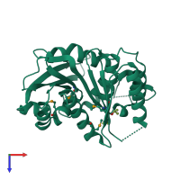 PDB entry 2gzs coloured by chain, top view.