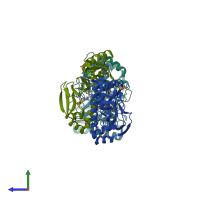 PDB entry 2gzw coloured by chain, side view.
