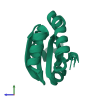 PDB entry 2gzy coloured by chain, ensemble of 20 models, side view.