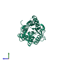 PDB entry 2h0a coloured by chain, side view.