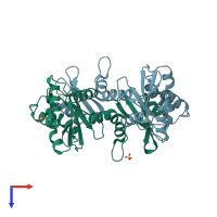 PDB entry 2h0g coloured by chain, top view.