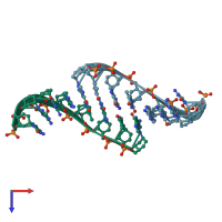PDB entry 2h0n coloured by chain, top view.