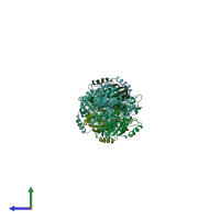 PDB entry 2h0r coloured by chain, side view.