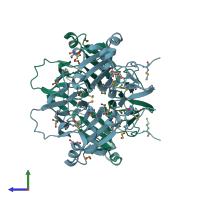 PDB entry 2h0v coloured by chain, side view.