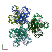 PDB entry 2h12 coloured by chain, front view.