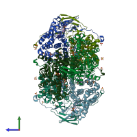 PDB entry 2h12 coloured by chain, side view.