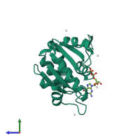 PDB entry 2h18 coloured by chain, side view.