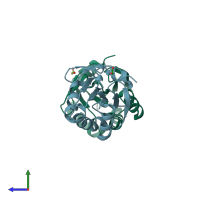 PDB entry 2h19 coloured by chain, side view.