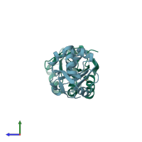 PDB entry 2h1d coloured by chain, side view.