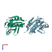 PDB entry 2h1d coloured by chain, top view.