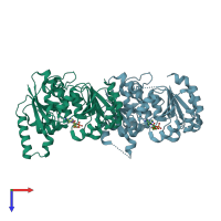 PDB entry 2h1f coloured by chain, top view.