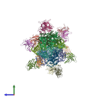 PDB entry 2h1l coloured by chain, side view.