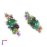 PDB entry 2h1l coloured by chain, top view.