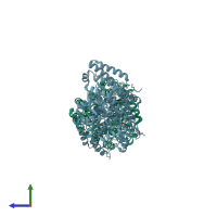 PDB entry 2h1n coloured by chain, side view.