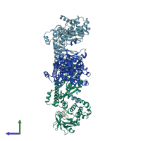 PDB entry 2h21 coloured by chain, side view.