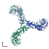 PDB entry 2h23 coloured by chain, front view.