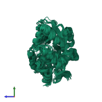 PDB entry 2h25 coloured by chain, ensemble of 10 models, side view.