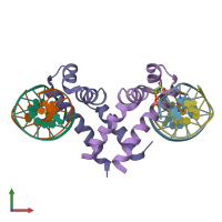 PDB entry 2h27 coloured by chain, front view.