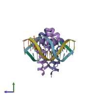 PDB entry 2h27 coloured by chain, side view.
