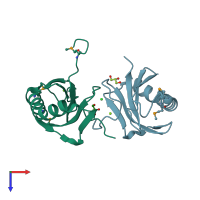 PDB entry 2h28 coloured by chain, top view.