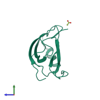 PDB entry 2h2b coloured by chain, side view.