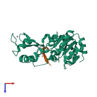 PDB entry 2h2d coloured by chain, top view.