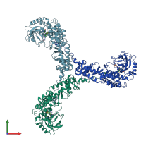PDB entry 2h2e coloured by chain, front view.
