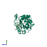 PDB entry 2h2i coloured by chain, side view.