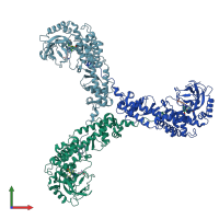 PDB entry 2h2j coloured by chain, front view.