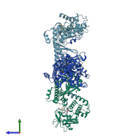 PDB entry 2h2j coloured by chain, side view.