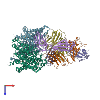 PDB entry 2h2p coloured by chain, top view.