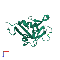 Monomeric assembly 1 of PDB entry 2h2t coloured by chemically distinct molecules, top view.