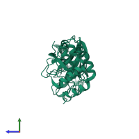 PDB entry 2h2z coloured by chain, side view.