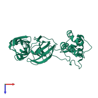 PDB entry 2h2z coloured by chain, top view.