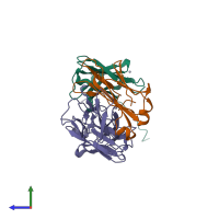 PDB entry 2h32 coloured by chain, side view.