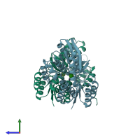 PDB entry 2h3h coloured by chain, side view.