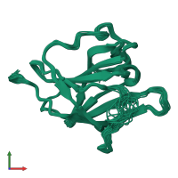 PDB entry 2h3k coloured by chain, ensemble of 20 models, front view.