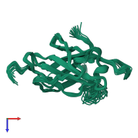 PDB entry 2h3k coloured by chain, ensemble of 20 models, top view.