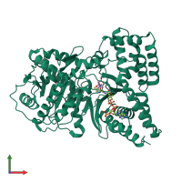 Monomeric assembly 1 of PDB entry 2h3p coloured by chemically distinct molecules, front view.