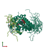 PDB entry 2h3q coloured by chain, ensemble of 20 models, front view.