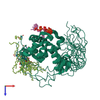 PDB entry 2h3q coloured by chain, ensemble of 20 models, top view.