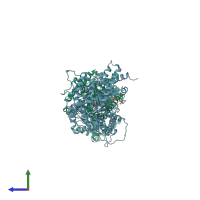 PDB entry 2h3u coloured by chain, side view.