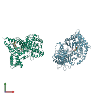 PDB entry 2h3w coloured by chain, front view.