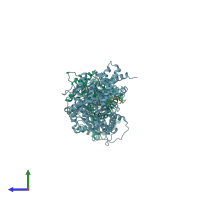 PDB entry 2h3w coloured by chain, side view.